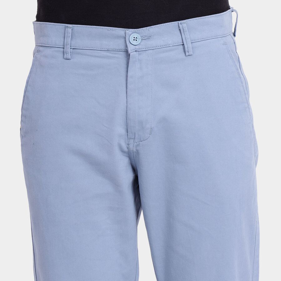 Men's 100% Cotton Slim Fit Casual Trousers , हल्का नीला, large image number null
