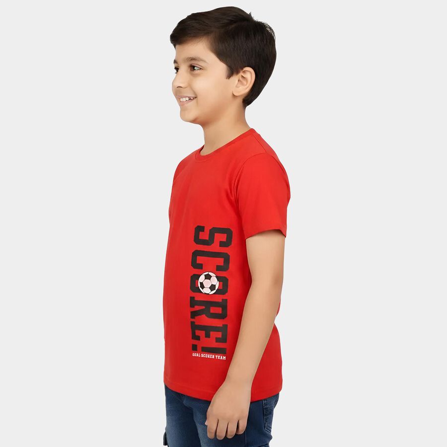 Boys' Half Sleeves T-Shirt, लाल, large