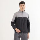 Men's Dark Grey and Light Grey High Neck Athleisure Jacket, Dark Grey, small image number null