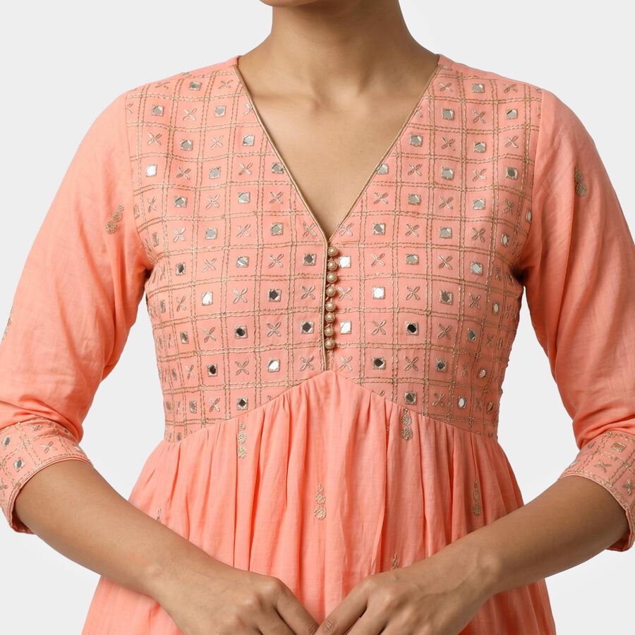Women's Pink Cotton Kurta, गुलाबी, large
