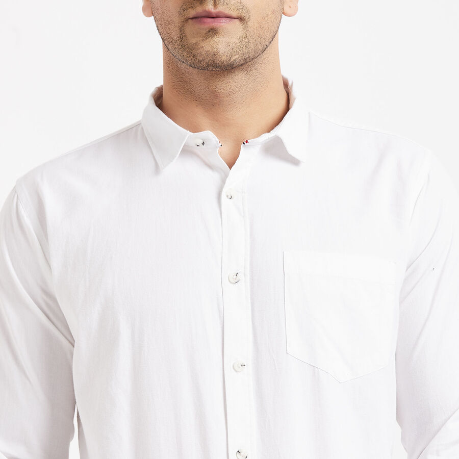 Cotton Solid Casual Shirt, White, large image number null