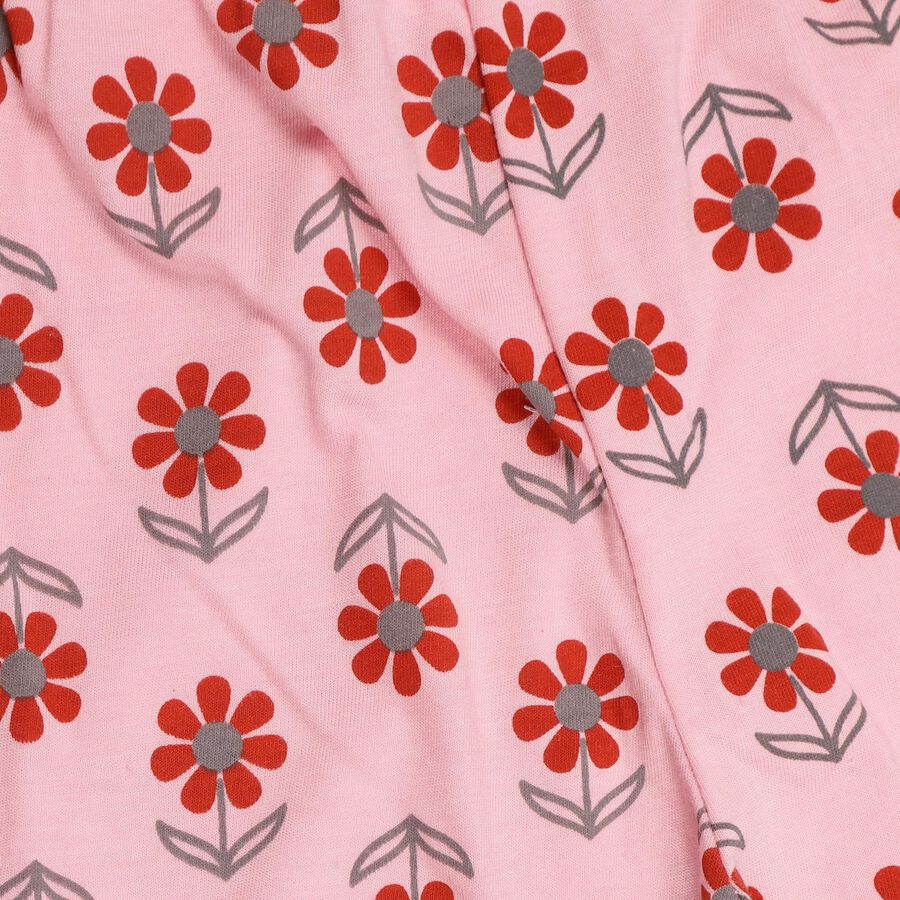 Girls' Light Pink Floral Printed Jogger Pyjama, Pink, large