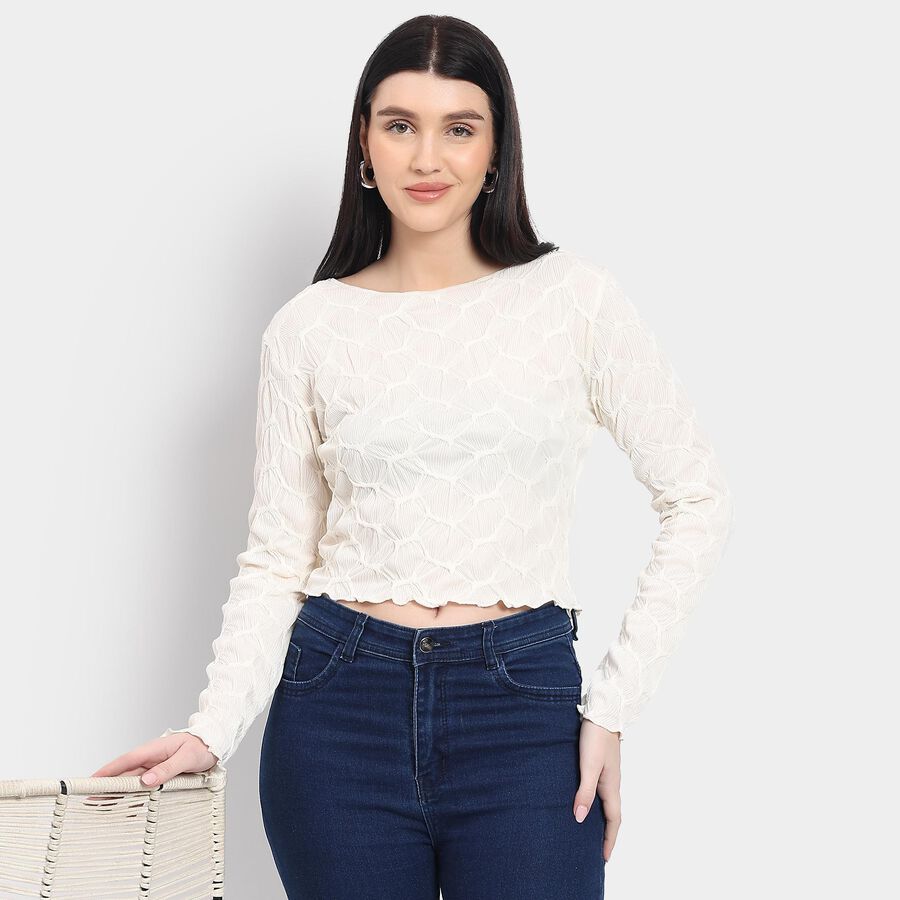 Ladies'  Crop  Top, Off White, large image number null