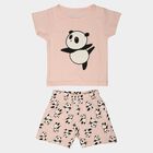 Girls Light Pink Crew Neck Short Set Upper and Bottom Set, हल्का गुलाबी, small