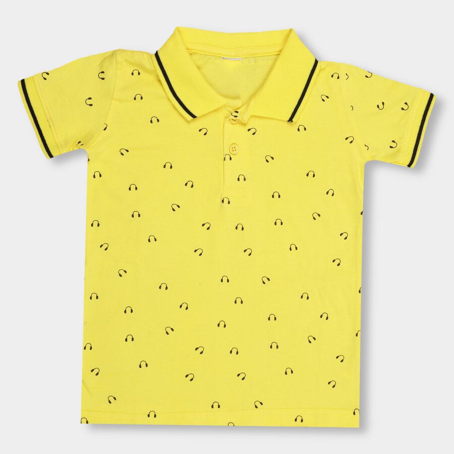 Boys' 100% Cotton Half Sleeves T-Shirt, Yellow, large image number null