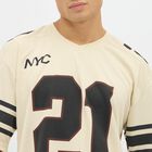 Men's Beige V-Neck Athleisure Graphic T-Shirt, Off White, small