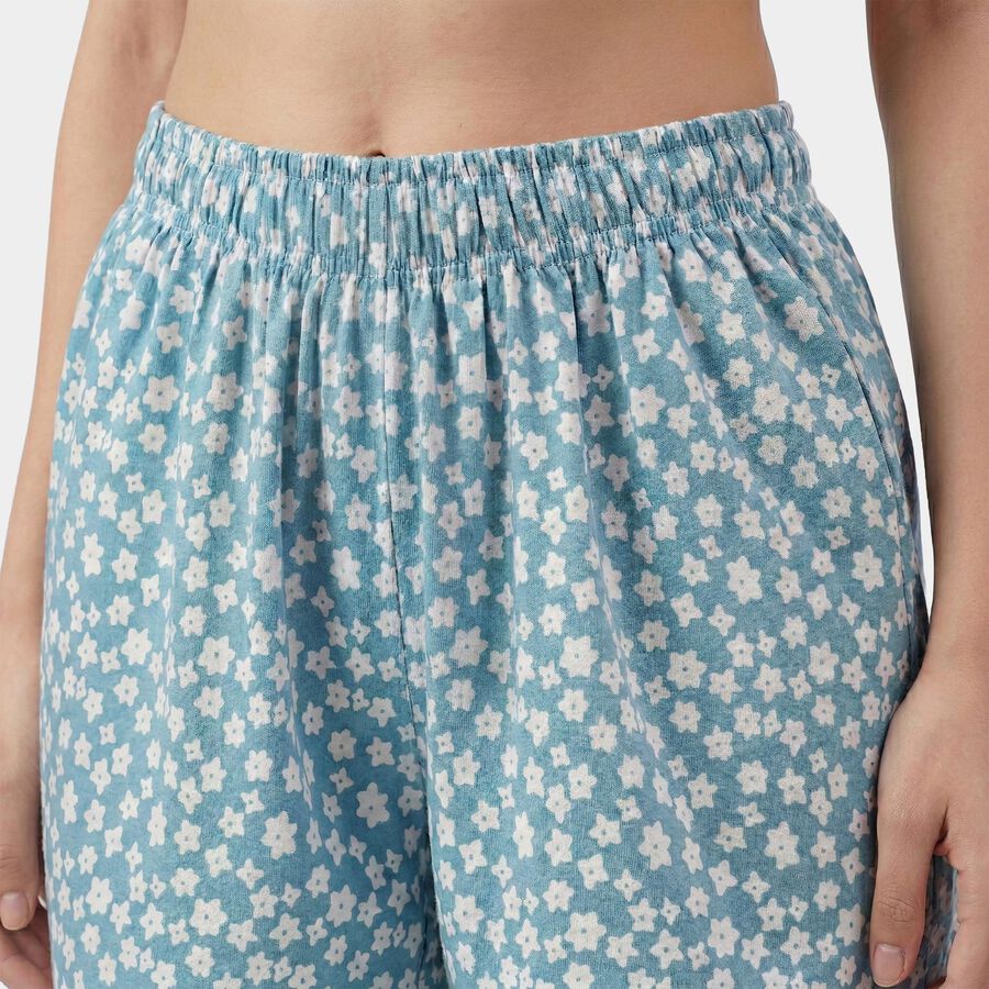 Women's Blue Regular Fit Drawstring Lounge Shorts, हल्का नीला, large