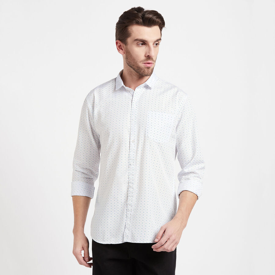 Printed Casual Shirt, White, large image number null