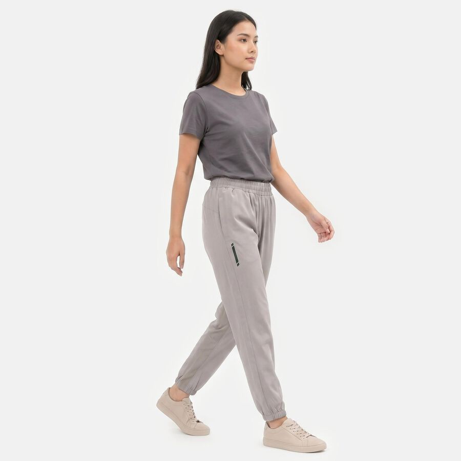 Women's Grey Jogger Fit Solid Track Pants, हल्का ग्रे, large