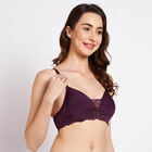 Half Lace Padded Bra, वाइन, small image number null
