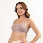 Women's Brown Cotton Blend V-Neck Minimalist Bra, Brown, small