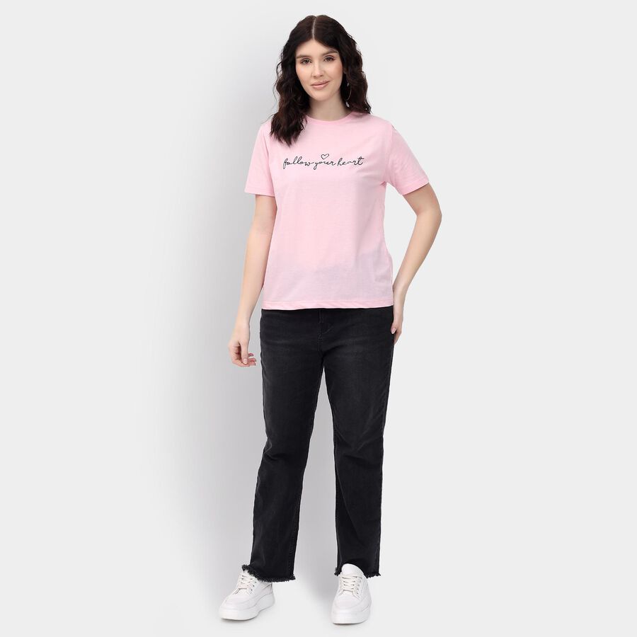 Ladies' Round Neck T-Shirt , गुलाबी, large image number null