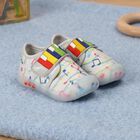 Girls Grey Printed Velcro Strap Sneakers, Grey, small