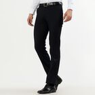 Men's Jet Black Slim Fit Flat-Front Formal Trousers, Navy Blue, small image number null