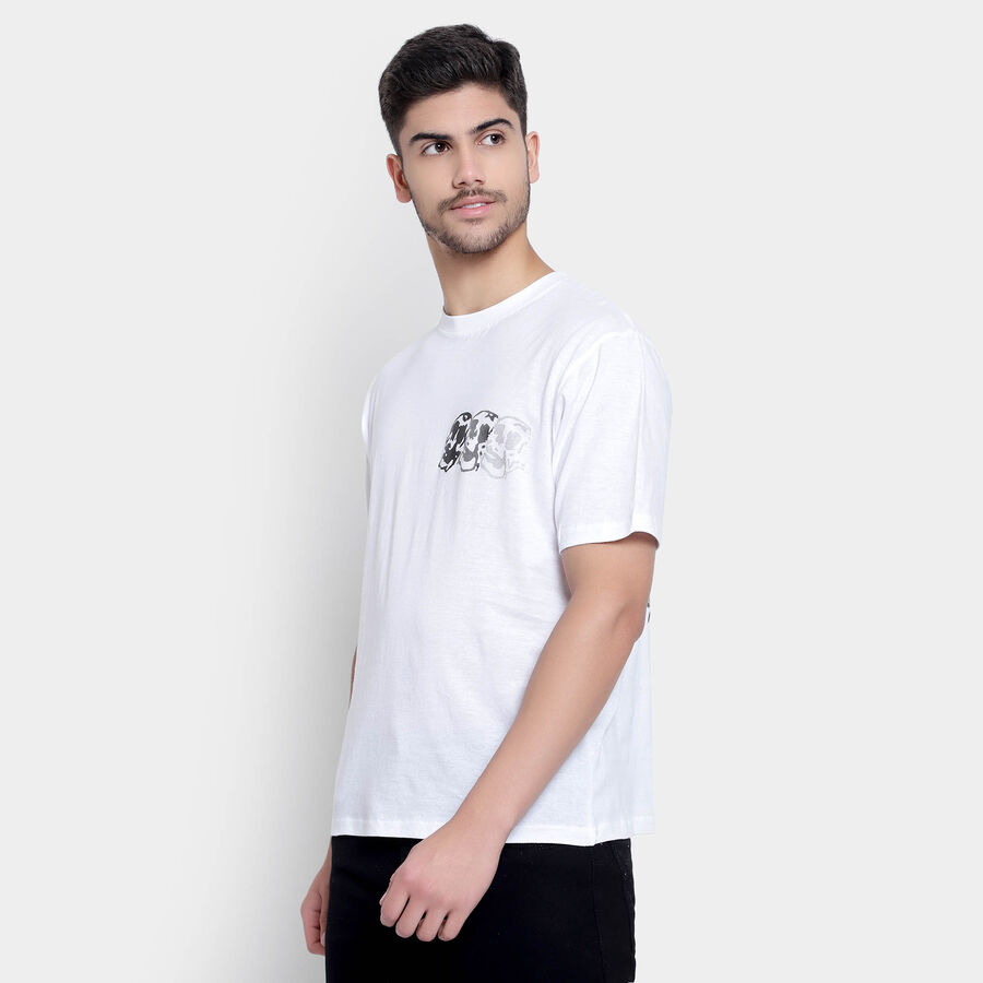 Cotton Round Neck T-Shirt, White, large image number null