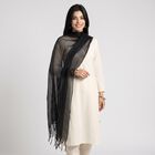Women's Black Printed Dupatta, काला, small