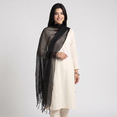 Women's Black Printed Dupatta