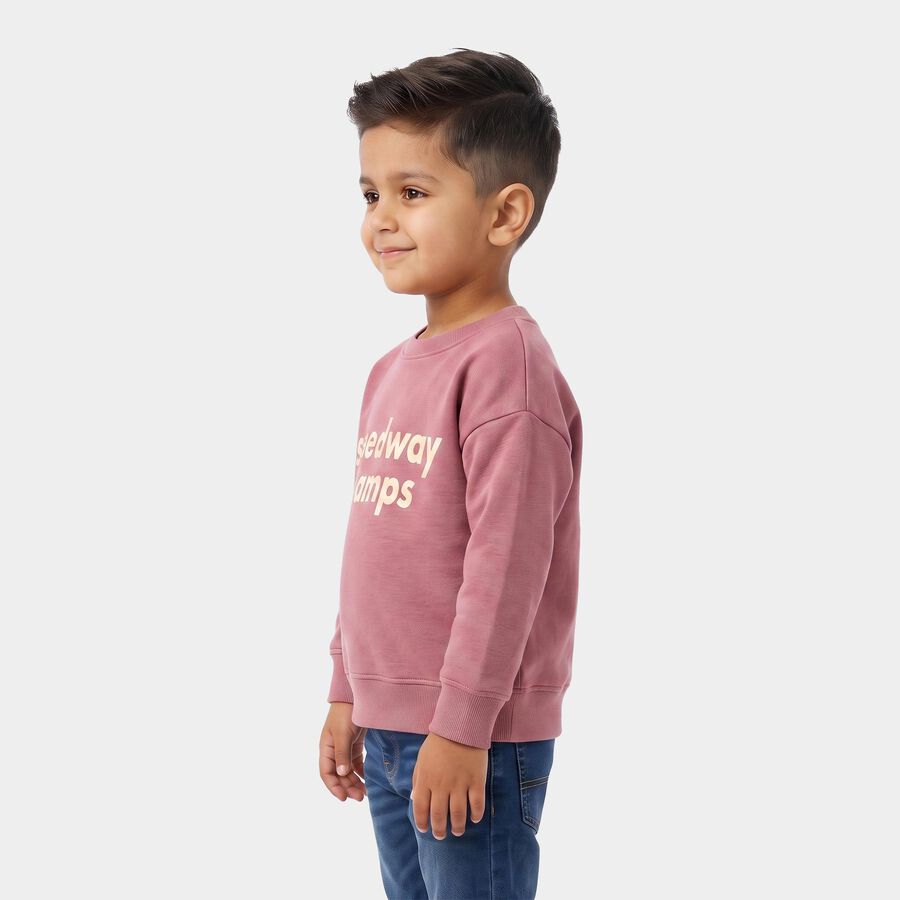 Boys' Pink Crew Neck Pullover Sweatshirt, गुलाबी, large