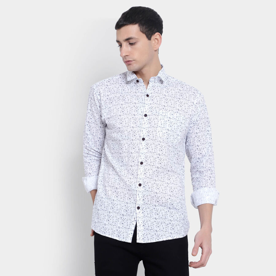 Cotton Printed Casual Shirt, White, large image number null