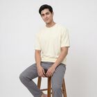Men's Cream Crew Neck Regular Drifit T-Shirt, ऑफ व्हाइट, small