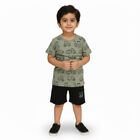 Boys' Olive Cotton Round Neck Vehicle Print Baba Suit, Olive, small image number null