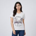 Women Grey Round Neck Regular T-Shirt, Ecru Melange, small