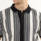 Men's Black and White Regular Collar Casual Shirt, Black, small