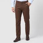 Men's Brown Slim Fit Chino Trousers, Brown, small