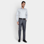Solid Fixed Waist Straight Formal Trousers, Dark Grey, small image number null