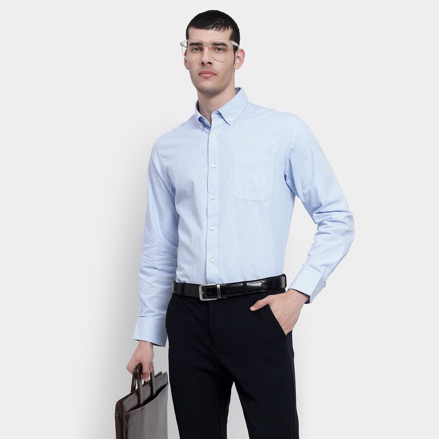 Men's Light Powder Blue Cotton Regular Collar Formal Shirt, हल्का नीला, large image number null
