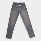 Boys' Muted Charcoal Grey Regular Fit Elastic Waist Jeans, हल्का ग्रे, small image number null
