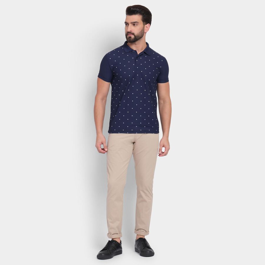 Men's Collared Half Sleeves T-Shirt , Navy Blue, large