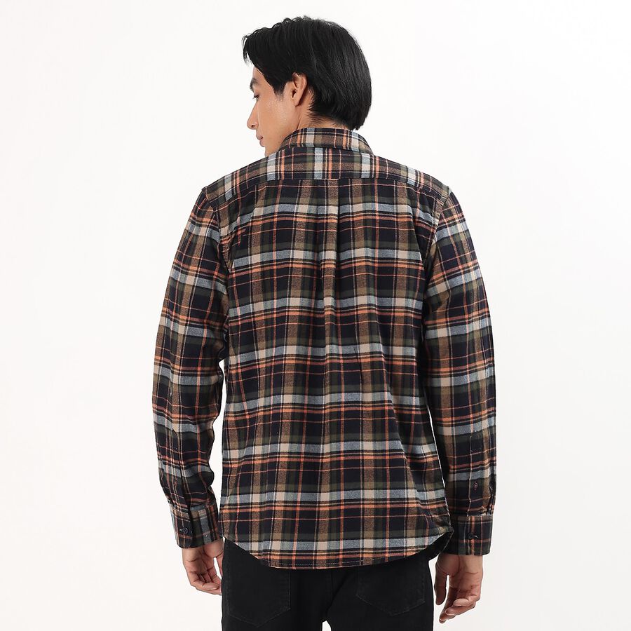 Men's Dark Plaid Cotton Full Sleeve Button-Down Shirt, गहरा हरा, large image number null