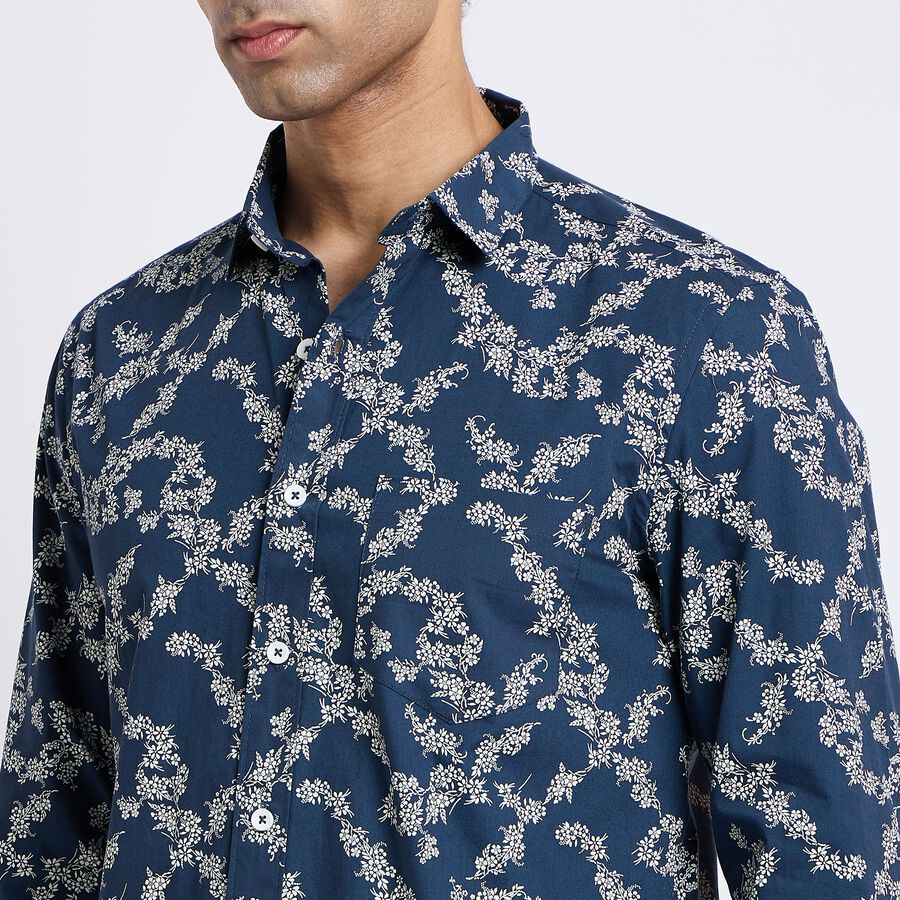 Men's 100% Cotton Casual Shirt, मध्यम नीला, large image number null