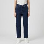 Women's Navy Blue Straight Fit Classic Five Pocket Jeans, Mid Blue, small