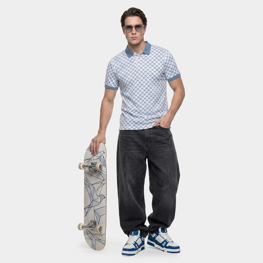 Men's Light Blue Cotton Polo Neck Polo T-Shirt, हल्का नीला, large
