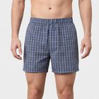 Men's Mid Blue Relaxed Fit Checked Boxers, मध्यम नीला, small