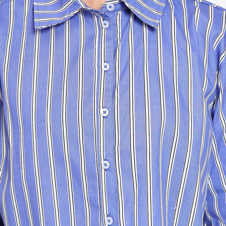 Ladies' 100% Cotton Shirt, Melange Blue, large image number null
