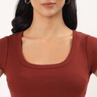 Women's Rust Round Neck Casual T-Shirt, Rust, small