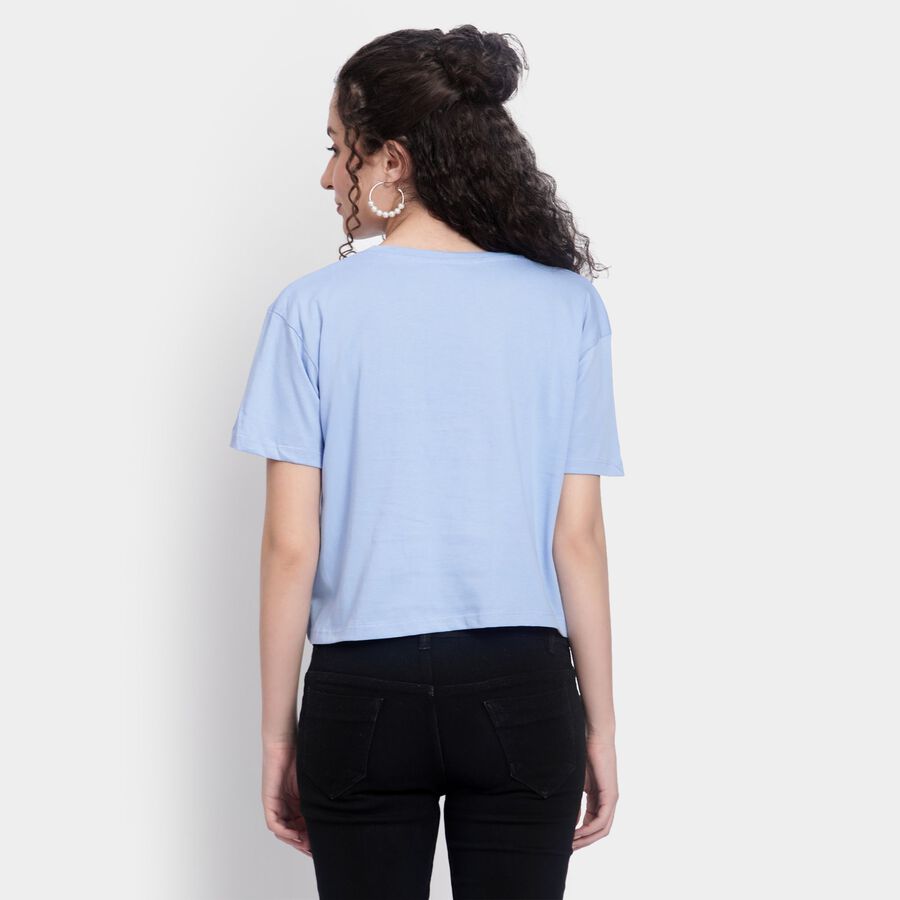 Ladies' 100% Cotton Crop  Top, हल्का नीला, large image number null