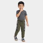 Boys' Olive Green Jogger Fit Graphic Printed Cotton Blend Pyjama, Olive, small
