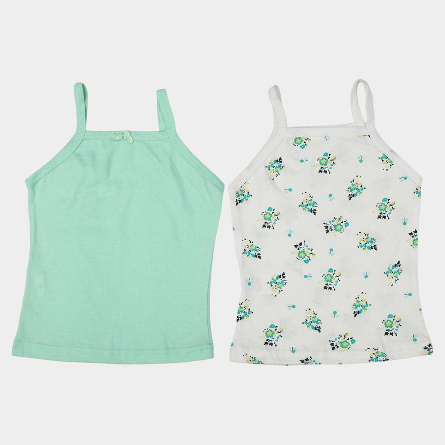 Girls Mint Green Cotton Square Neck Sleeveless Vest, Light Green, large