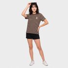 Women's Brown Round Neck Regular T-Shirt, Brown, small