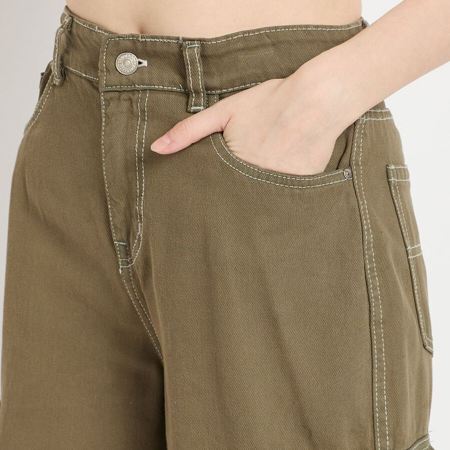 Ladies' 100% Cotton Jeans, Olive, large image number null