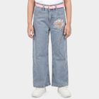 Girls' Light Blue Wide Leg Embroidered Jeans, हल्का नीला, small