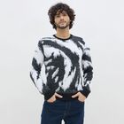 Men's Black and White Crew Neck Casual Pullover, Black, small image number null