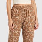 Women's Brown Straight Fit Floral Printed Lounge Pyjama, Brown, small