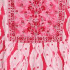 Girls' Bright Pink Embroidered Ikat Kurta and Palazzo Fusion Set, Pink, small