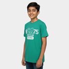 Boys' Dark Green Round Neck Casual T-Shirt, Dark Green, small