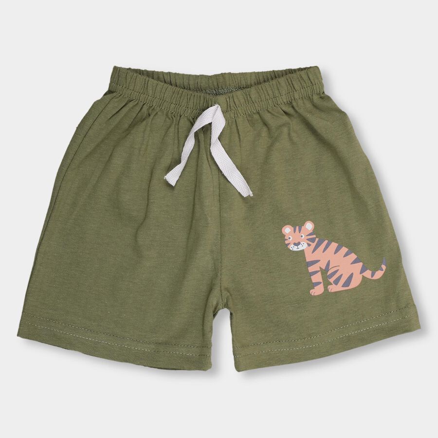 Infants' 100% Cotton Half Pant, Olive, large image number null